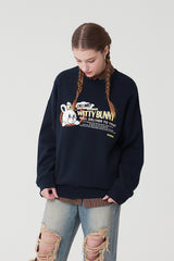 ウィティーバニーワーディングドロップスウェットシャツ／WITTY BUNNY WORDING DROP SWEATSHIRT [NAVY]