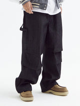 ストライプパラシュートデニムパンツ(black)