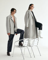 UNISEX HAIRY WOOL COAT JACKET M - BYRDEYE GRAY (6636064669814)