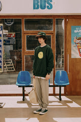 テニスボールスウェットシャツ・ダークグリーン［ユニセックス］/ Tennis Ball Unisex Dark Green Sweat Shirt