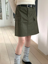 Alfie pocket cargo cotton midi skirt