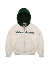 Women's Embologo Cropped Hooded Zip-Up Oatmeal(FCC1ZP391W)