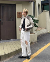 トレジャークロップドレーシングレザージャケット / OA Treasure Cropped Racing Leather Jacket (2 colors)