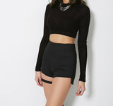 ハイウェストチョーカーガーターベルトショートパンツ/BOT(4440) High Waist Choker Shorts Garter Belt Short Pants