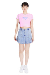 90sフォーカスクロップスパンスリーブTシャツ/90s foucus crop span sleeve t-shirts (light pink)