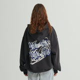 WHATTHE 3D ミックス ロゴ プリント パｰカー/WHATTHE 3D Mixed Logo Print Hoodie (Heavy Sweat) Black