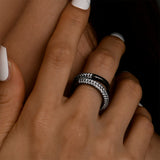 ハーフペーバリング/[S925] Half Paver Ring (black silver)