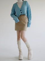 ダメージクロップニットカーディガン/Damage Crop Knit Cardigan (3color)