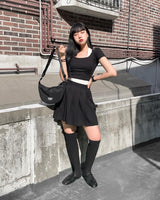 ベーシックハーフムーンクロスバッグ/Basic Half Moon Crossbody Bag - BLACK