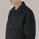 スティッチデニムトラッカージャケット / STITCH DENIM TRUCKER JACKET_BLACK