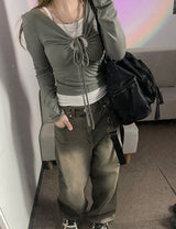 ビンテージダーティーウォッシュドデニムワイドパンツ / Vintage dirty washed denim wide pants