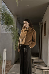 フェイクファーショートコート/FAKE FUR SHORT COAT_BROWN