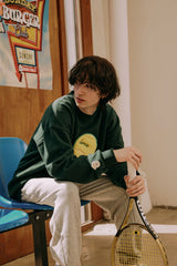テニスボールスウェットシャツ・ダークグリーン［ユニセックス］/ Tennis Ball Unisex Dark Green Sweat Shirt