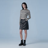 Faux Leather Round Skirt (Black)