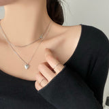 トゥインクルハートレイヤードネックレス / Twinkle Heart Layered Necklace / 2 color