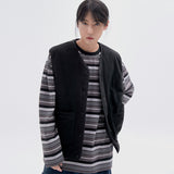 Border various Color Stripe long Sleeve T59 Black (6614929473654)