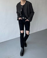 FL ネルツイードラウンドジャケット / FL Nel Tweed Round Jacket (2 colors)