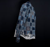 BBD Classic Logo Patchwork Pattern Layered Denim Shirt (Blue)