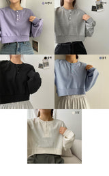 セイボタンラウンドクロップドスウェットシャツ / Say Button Round Cropped Sweatshirt