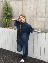 Deep ocean denim set up pants 