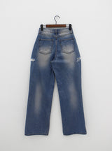 カッティングワイドミディアムブルーパンツ / Cutting Wide Medium Blue Pants
