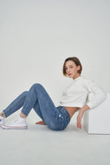 ハイウェストスキニージーンズ/HIGH WAIST LIGHT BLUE SKINNY JEAN [6808]