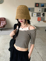 ワコサマーストローバンジーバケットハット / Wako summer straw bungee bucket hat