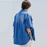 ウォッシュドデニムウェスタンシャツ / WASHED DENIM WESTERN SHIRT BLUE