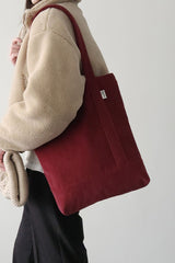 コーデュロイシンプルラインバッグ (autumn red)