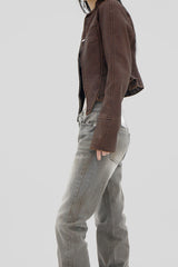 ピグメントウォッシュドレザージャケット / Pigmented Washed Leather Jacket - Brown