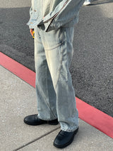 Cross line washing denim