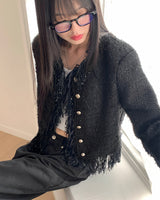 Pake Point Silver No Collar Tweed Jacket