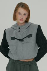  WOOL KNIT DUFFLE COAT / GRAY