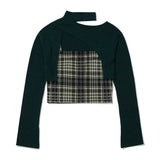 Layered Check Knit Set [GREEN] (6618775158902)