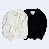 Vネックワッフルカーディガン/DAMP V-NECK WAFFLE CARDIGAN_BLACK