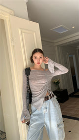 バウアオフショルダー長袖Tシャツ