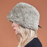 Fur Long Label Solid Drop Bucket Hat Lightkhaki