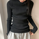 コネットリブドスリムフィットインナーロングスリーブフーディスウェットシャツ
