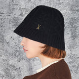 Stud Logo Knit Bucket Hat Black
