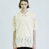 ウェーブニットハーフカーディガン/wave knited half cardigan cream
