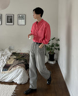 ソフトグレーワイドデニムパンツ/Soft Gray Wide Denim