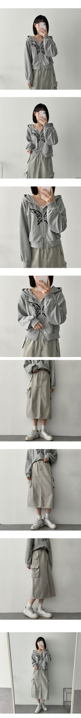 ペディストリングポケットカーゴロングスカート/pedi string pocket cargo long skirt