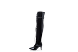 Thigh High Buckle Heel Boots(Black)