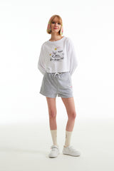 ウィティーバニースケッチクロップTシャツ／WITTY BUNNY SKETCH CROP T-SHIRT [WHITE]