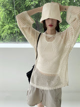 夏星パンチングネット長袖ニット/Pikadi Summer Star Punching Net Long Sleeve Knitwear