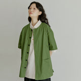 ラウンドハーフシャツジャケット / unisex round half shirts jacket olive green