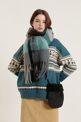 カラードチェックマフラー / COLORED CHECK MUFFLER_GREY
