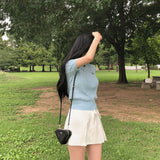 モアツイストラウンド半袖ニット