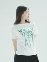 W フラワーTシャツ / T1009 W FLOWER T-SHIRT_WHITE