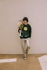 テニスボールスウェットシャツ・ダークグリーン［ユニセックス］/ Tennis Ball Unisex Dark Green Sweat Shirt